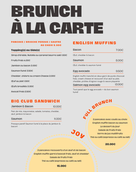 Notre brunch à la carte